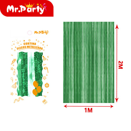 Cortina de Flecos Metalizada con holograma 1×2 m – Mr. Party