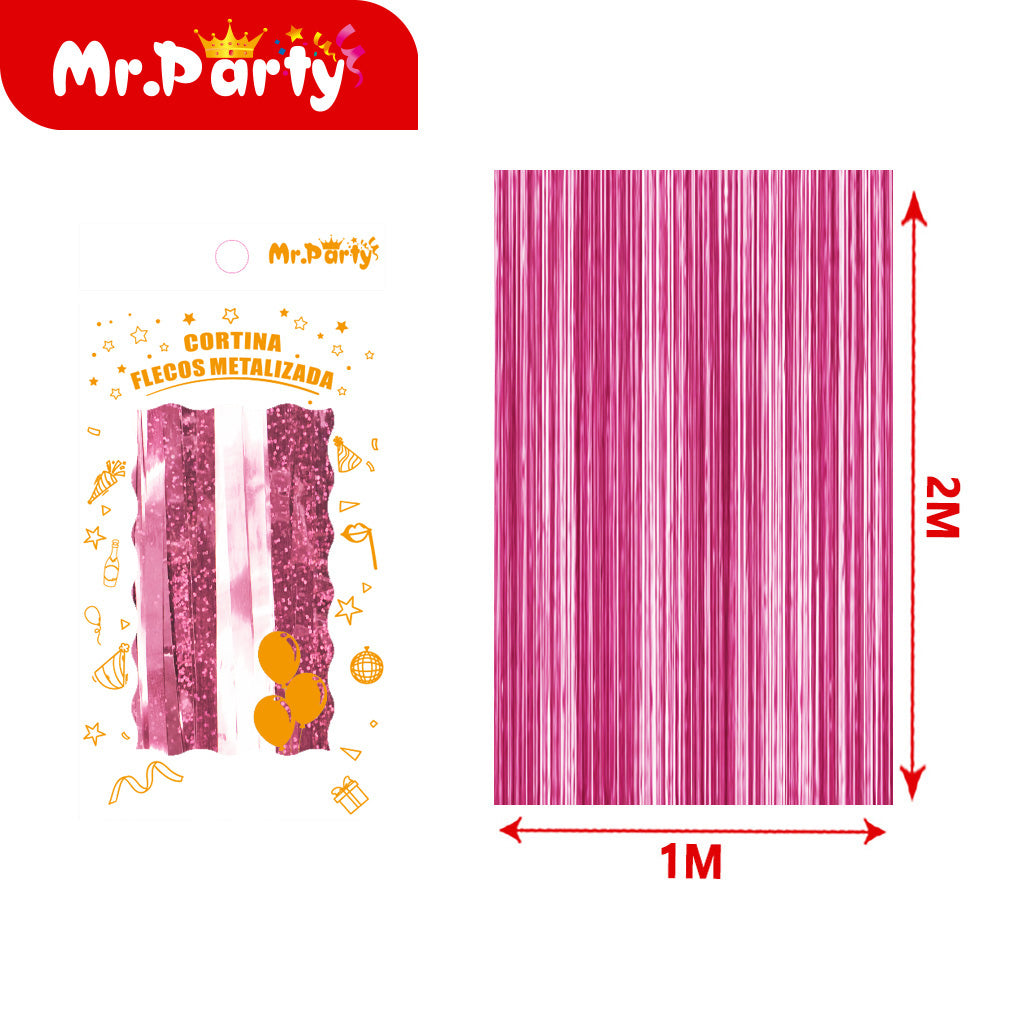 Cortina de Flecos Metalizada con holograma 1×2 m – Mr. Party