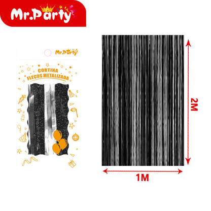 Cortina de Flecos Metalizada con holograma 1×2 m – Mr. Party