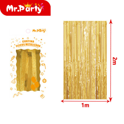 Cortina de Flecos Metalizada 1×2 m 12pzas ($ Mayoreo) – Mr. Party