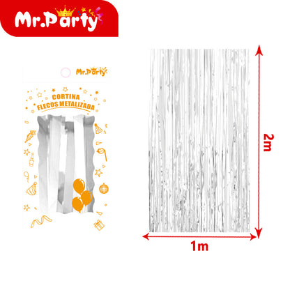 Cortina de Flecos Metalizada 1×2 m 12pzas ($ Mayoreo) – Mr. Party