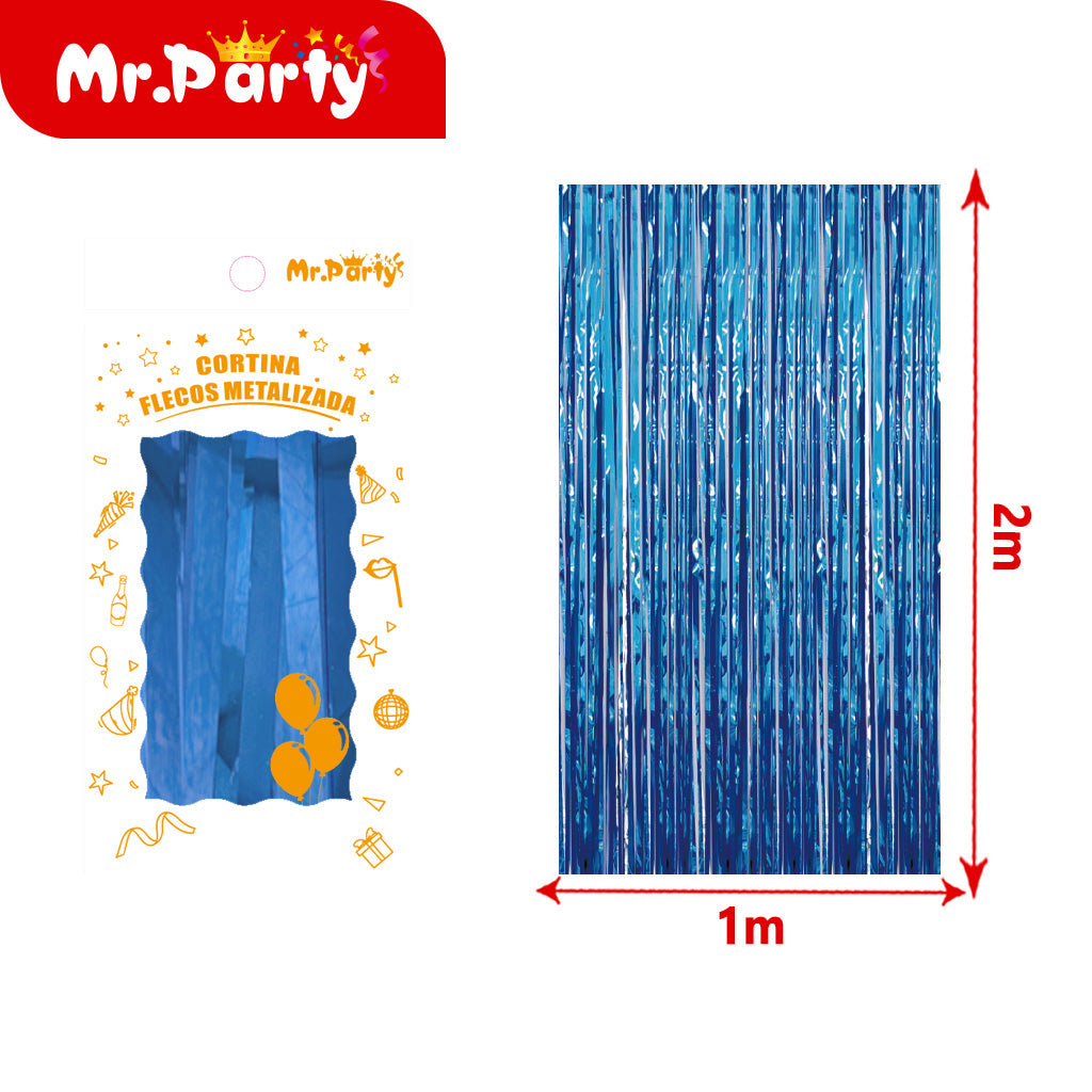 Cortina de Flecos Metalizada 1×2 m 12pzas ($ Mayoreo) – Mr. Party