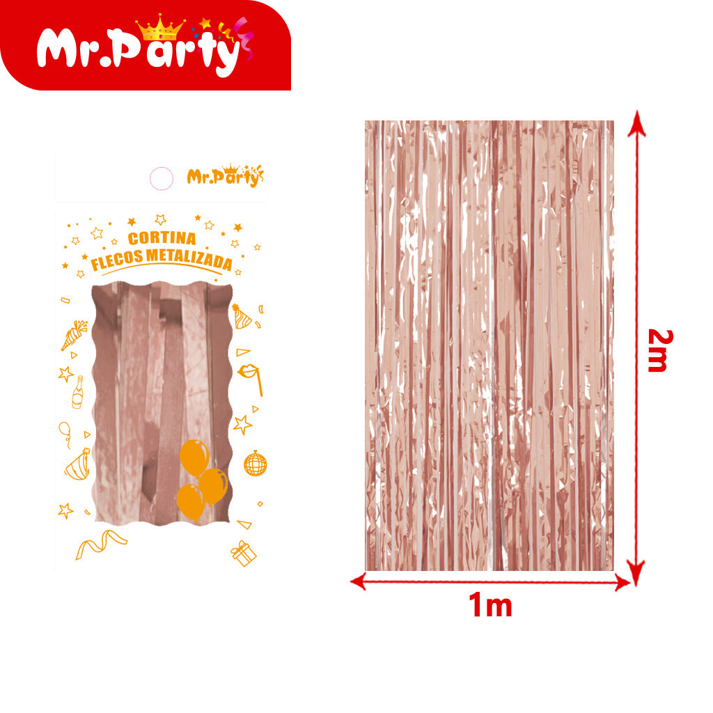 Cortina de Flecos Metalizada 1×2 m 12pzas ($ Mayoreo) – Mr. Party