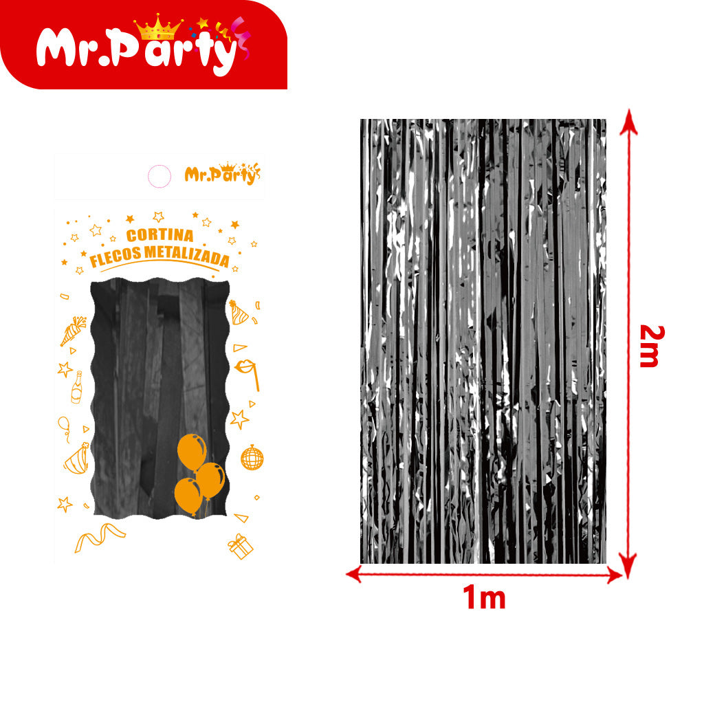 Cortina de Flecos Metalizada 1×2 m – Mr. Party