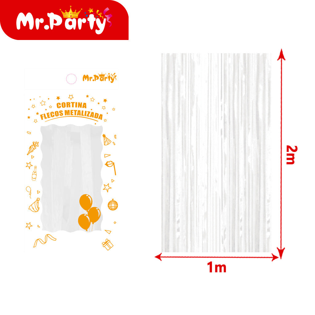 Cortina de Flecos Metalizada 1×2 m 12pzas ($ Mayoreo) – Mr. Party