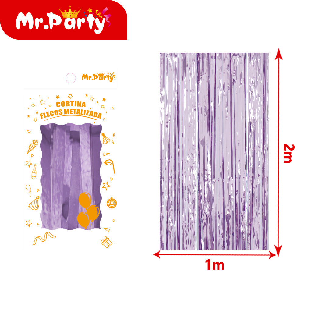 Cortina de Flecos Metalizada 1×2 m 12pzas ($ Mayoreo) – Mr. Party