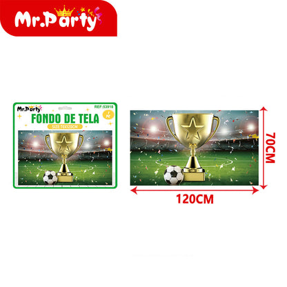 Decoración Fiesta de Fútbol ⚽🎉 Fondo de Tela 70x120 + Guirnalda “GOAL” | Cumpleaños Temático