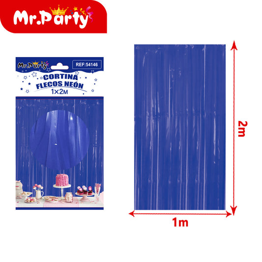 Cortina de lluvia fluorescente macaron 1 x 2 m azul real (12paquetes)