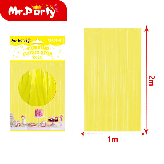 Cortina de lluvia fluorescente macaron 1*2m amarillo (12paquetes)