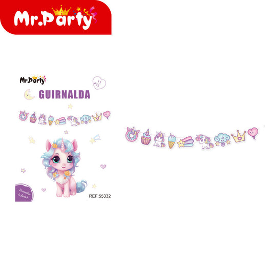 Bandera con forma de unicornio 3 m 9 piezas sin texto (12paquetes)