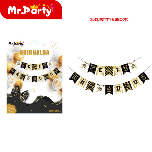 16 piezas*banderas de año nuevo con forma especial de 12 x 1 (12paquetes)