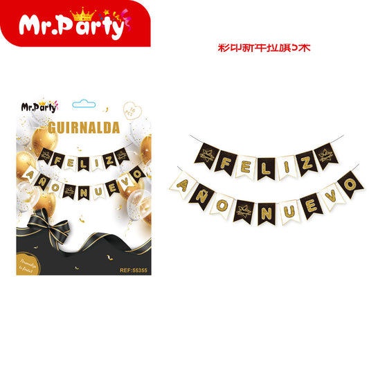 16 piezas*banderas de año nuevo con forma especial de 12 x 1 (12paquetes)