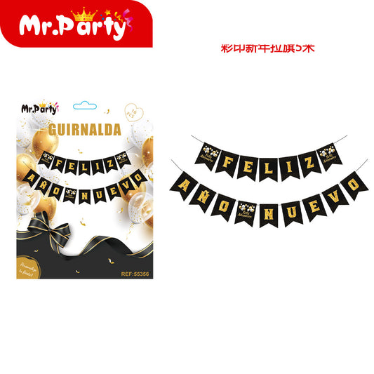 16 piezas*banderas de año nuevo con forma especial de 12 x 1 (12paquetes)