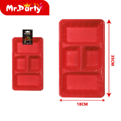Plato/Bandeja multi-compartimentos 35×18 cm (paquete con 2) | Mr. Party