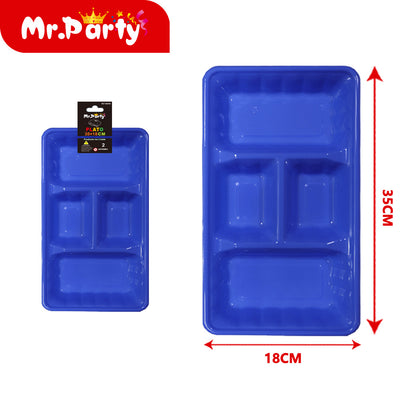 Plato/Bandeja multi-compartimentos 35×18 cm (paquete con 2) | Mr. Party