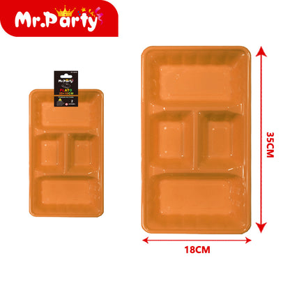 Plato/Bandeja multi-compartimentos 35×18 cm (paquete con 2) | Mr. Party