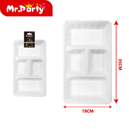 Plato/Bandeja multi-compartimentos 35×18 cm (paquete con 2) | Mr. Party