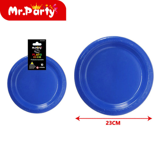 Plato de plástico de 9 pulgadas 10 piezas azul real (12paquetes)