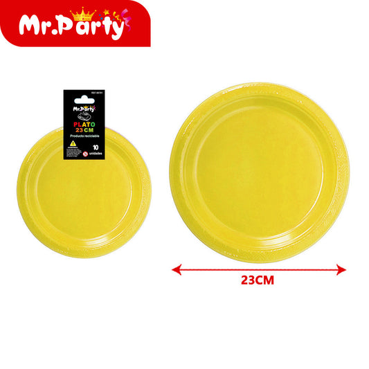 Plato de plástico 9 pulgadas 10 piezas amarillo (12paquetes)