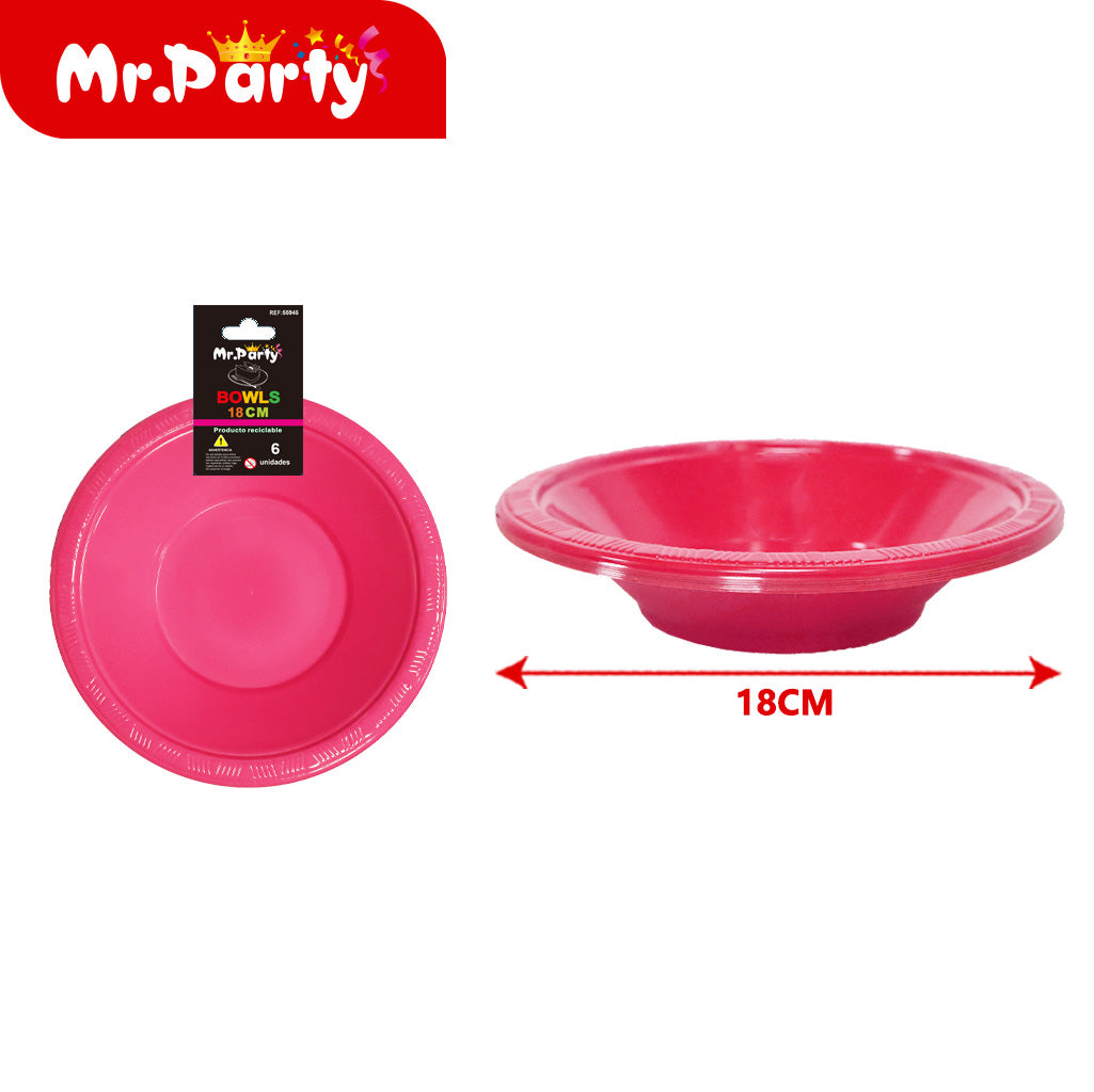 Cuenco hondo de 7 pulgadas 8 g 6 piezas color rojo rosa (12paquetes)