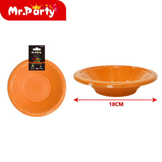 Cuenco hondo de 7 pulgadas 8 g 6 piezas color naranja (12paquetes)
