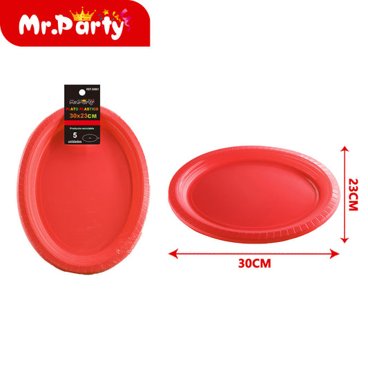 Plato ovalado de Ï†30x23 cm de alto 25 cm 5 piezas rojo brill (12paquetes)