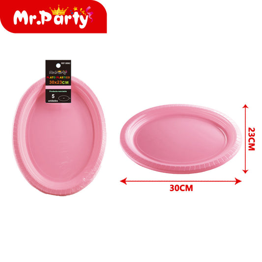 Plato ovalado rosa Ï†30x23 h25 cm 5 piezas 16 piezases (12paquetes)