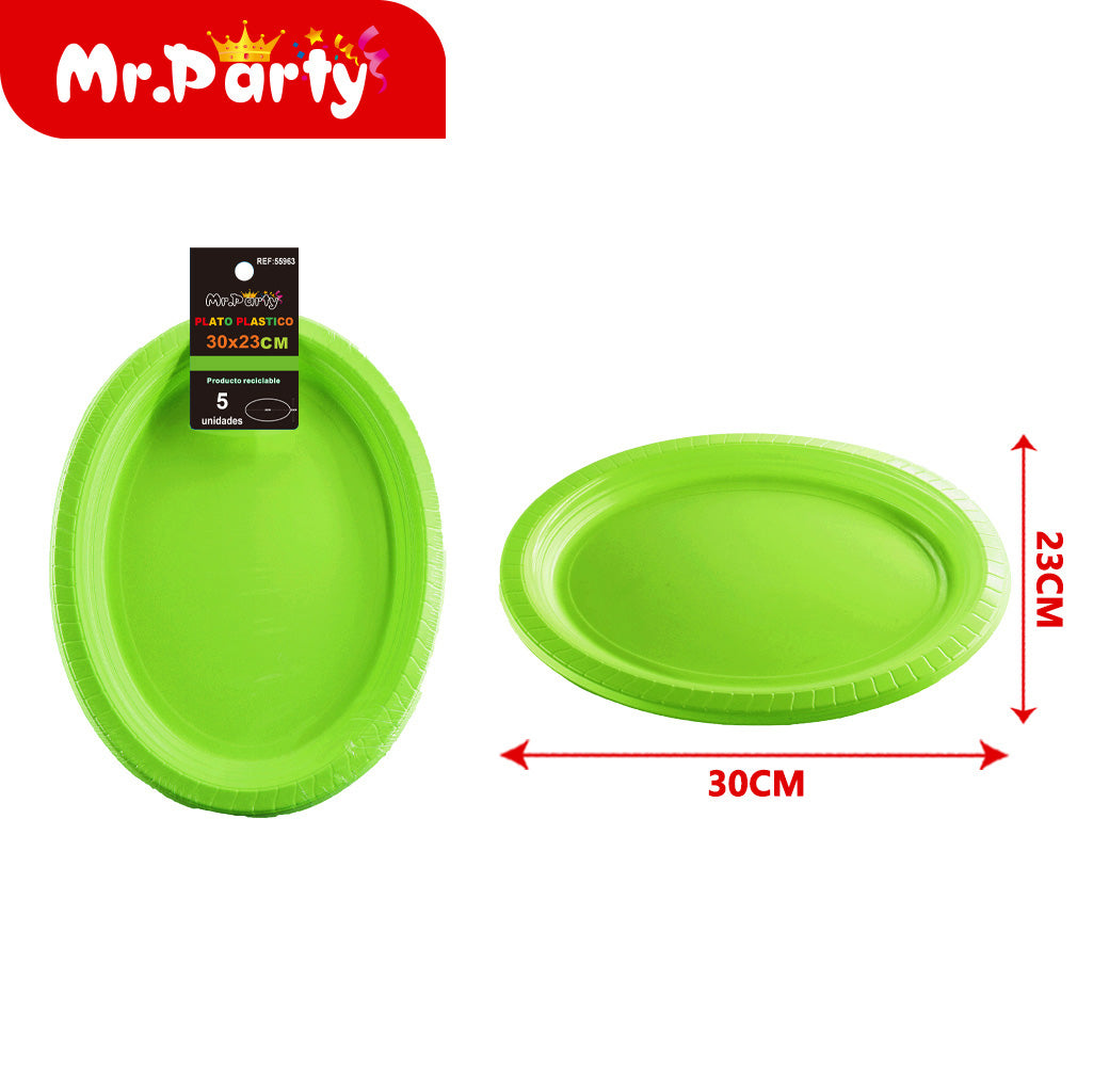 Plato ovalado de Ï†30 x 23 cm de alto 25 cm 5 piezas verde fr (12paquetes)