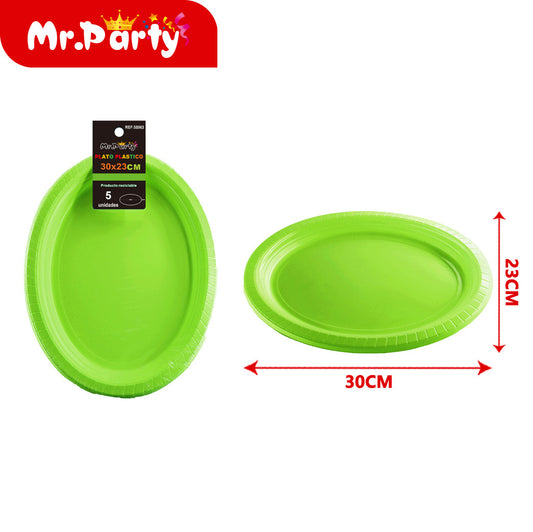 Plato ovalado de Ï†30 x 23 cm de alto 25 cm 5 piezas verde fr (12paquetes)
