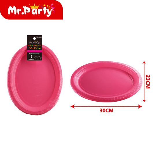 Plato ovalado de Ï†30 x 23 cm de alto 25 cm 5 piezas rosa roj (12paquetes)