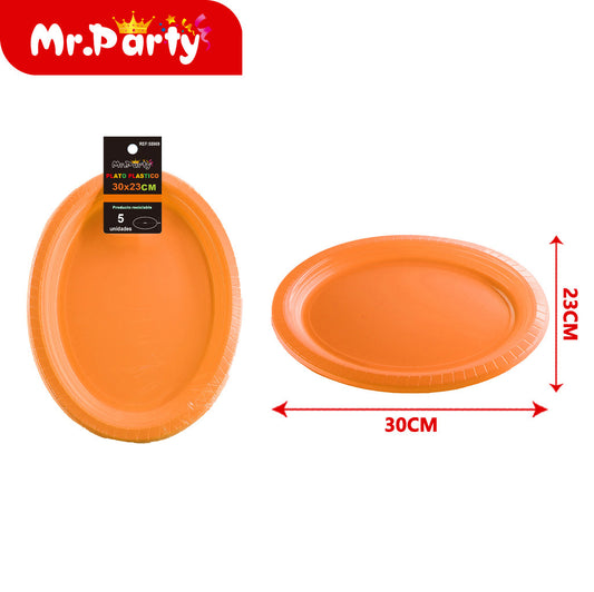 Plato ovalado de Ï†30x23 cm de alto 25 cm 5 piezas naranja 16 (12paquetes)