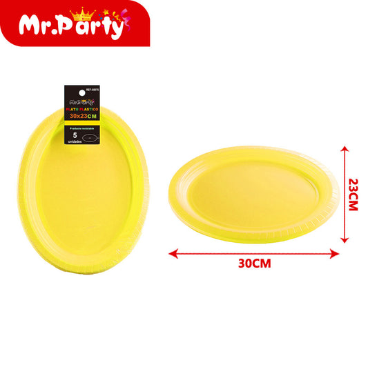 Plato ovalado amarillo de Ï†30 x 23 cm y 25 cm de alto 5 piez (12paquetes)