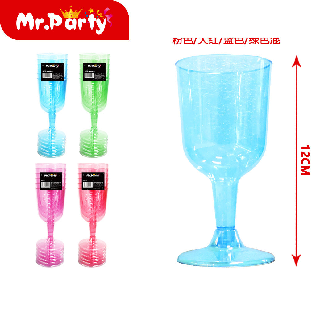 6 piezas/blister copa de vino rosa/rojo/azul/verde mixto (12paquetes)