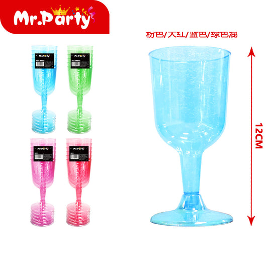 6 piezas/blister copa de vino rosa/rojo/azul/verde mixto (12paquetes)
