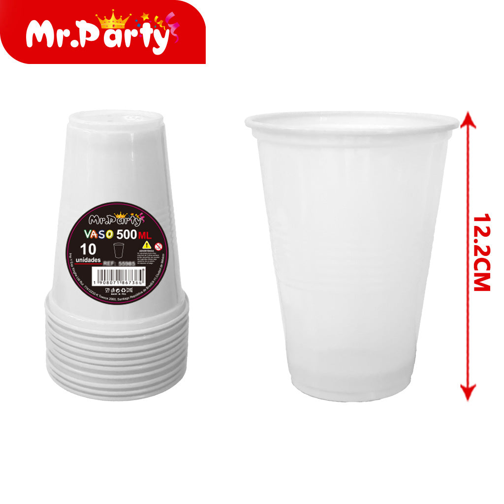 Vasos plásticos 500 ml (paquete con 10) | Mr. Party
