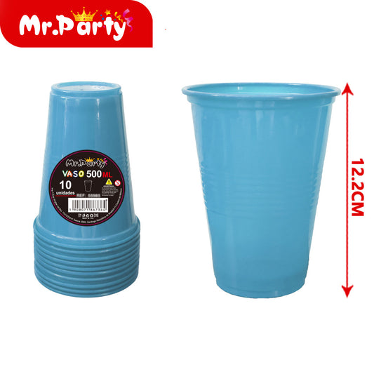 Vaso de plástico de color solido 10 piezases 500 ml azul cla (12paquetes)