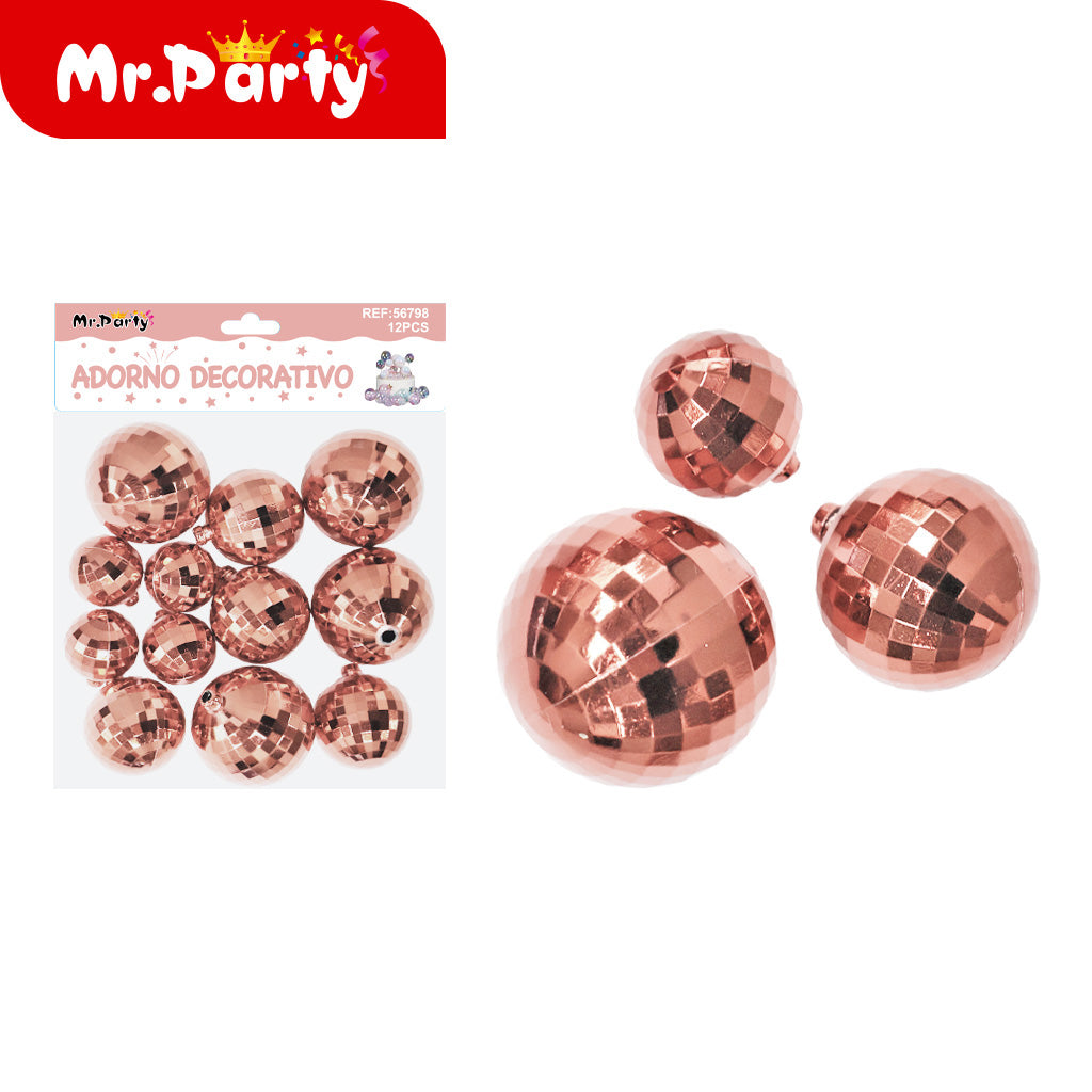 ✨ Adorno Decorativo Tipo Disco (12 pzas) | Esferas Brillantes para Fiesta y Decoración