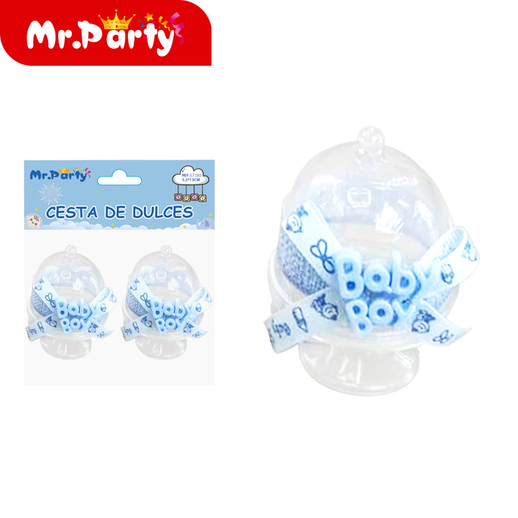 Caja transparente estampada niño azul 2pcs (12paquetes)