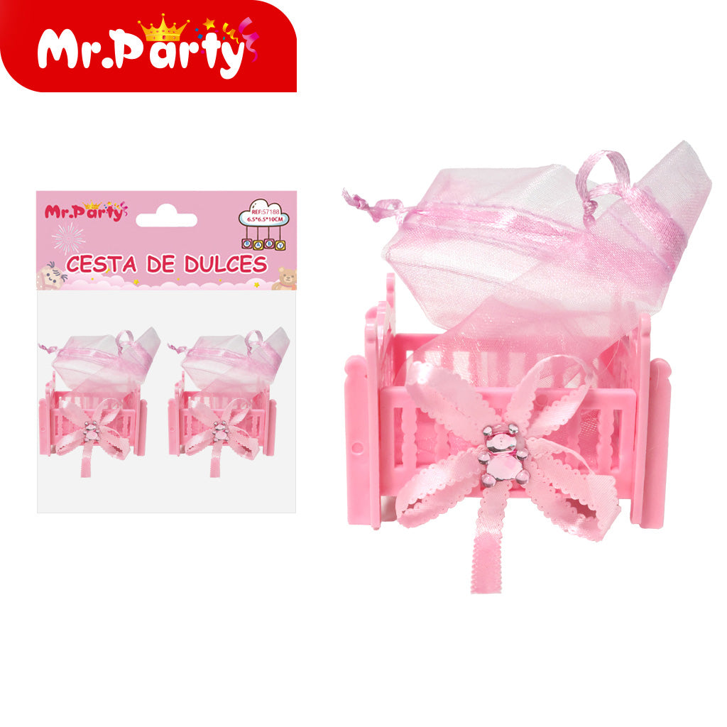 Cesta niña rosa 2 piezas (12paquetes)
