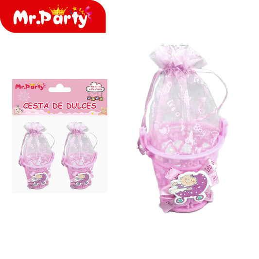 Cesta niña rosa 2 piezas (12paquetes)