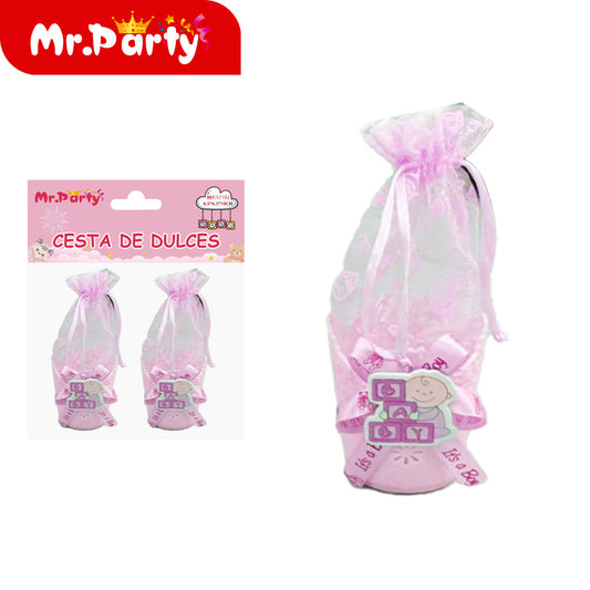 Cesta niña rosa 2 piezas (12paquetes)