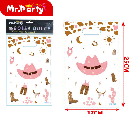 Bolsas para dulces de feliz cumpleaños con asa 17×25 cm (paquete con 10) | Mr. Party V5