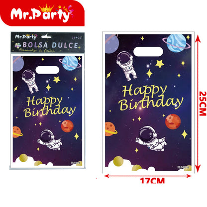 Bolsas para dulces de feliz cumpleaños con asa 17×25 cm (paquete con 10) | Mr. Party V5
