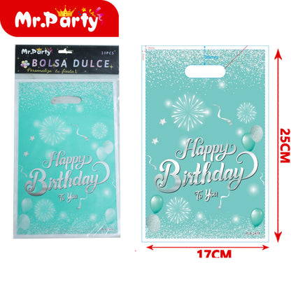 Bolsas para dulces de feliz cumpleaños con asa 17×25 cm (paquete con 10) | Mr. Party V5