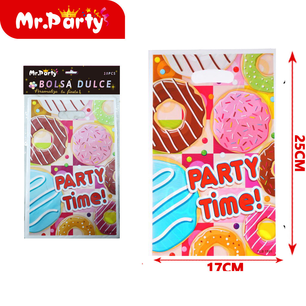 Bolsas para dulces de feliz cumpleaños con asa 17×25 cm (paquete con 10) | Mr. Party V6