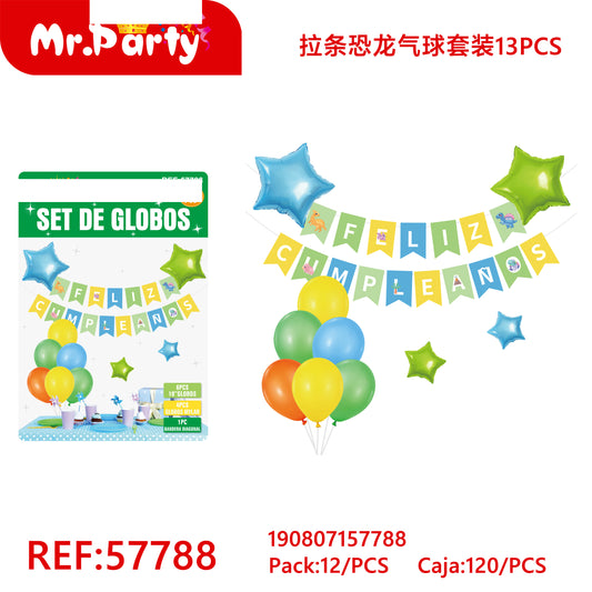 Set de 7 globos de dinosaurio (12paquetes)