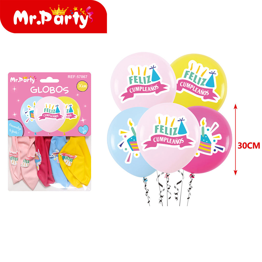 Set de Globos Impresos 30 cm Temáticos para Fiesta Mr. Party