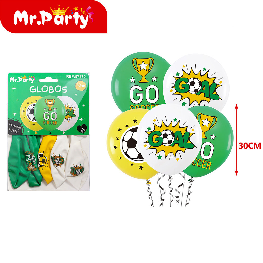 🎈✨ Set de Globos para Fiesta Mr. Party | Fútbol ⚽ + Brindis 🍾🍻 (Mylar + Latex) 🖤💛💚