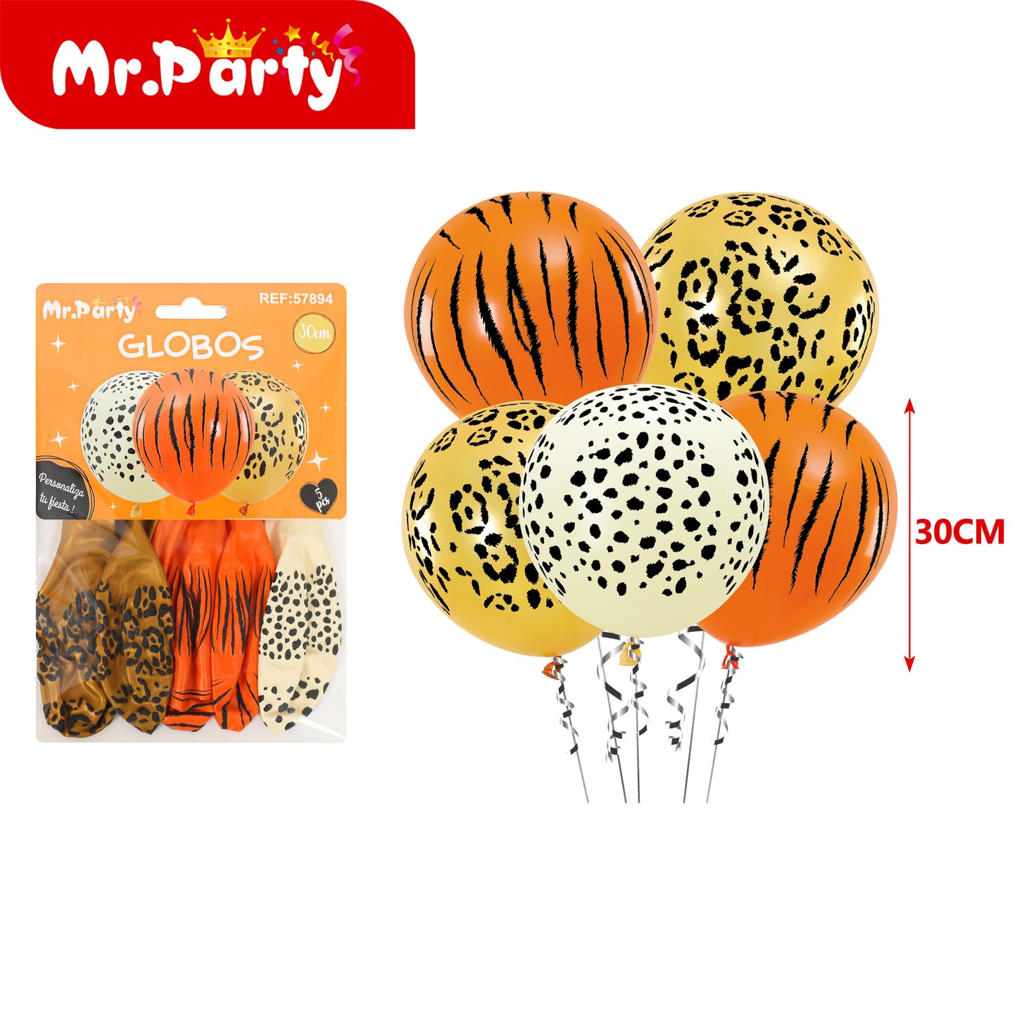 Set de Globos Animal Print 30 cm para Fiesta Safari / Jungla  Mr. Party