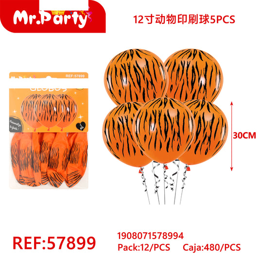 Bolas con estampado animal de 12 pulgadas (5 piezas) (12paquetes)